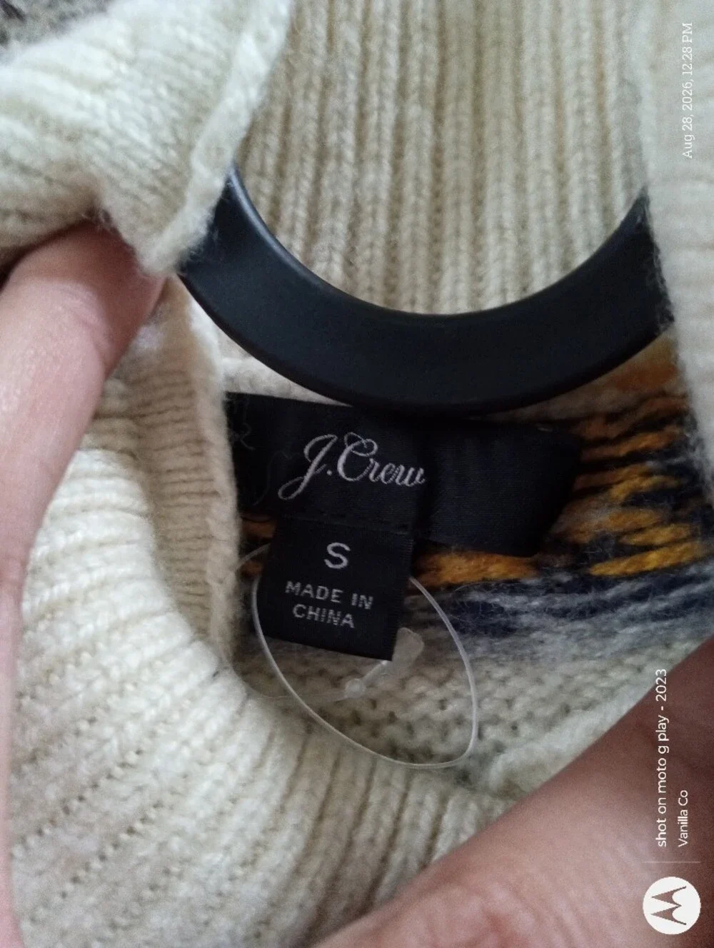 J.Crew Fair Isle Mockneck Pullover Sweater Lambs wool-Blend Cream Small